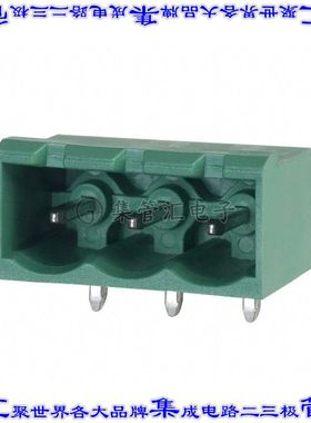 1748183 端子块连接器3POS接头公引脚带罩5.08mm绿色90DEG通孔