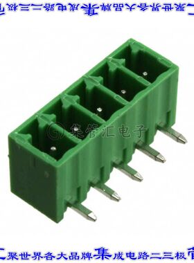 OQ0532510000G 端子块连接器5POS接头公引脚带罩3.81mm绿色90DEG