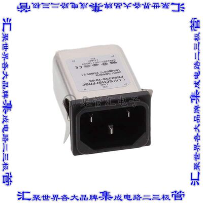 FN9233S-10-06 电源接入连接器3POS插座公型片状插脚IEC320-C14面