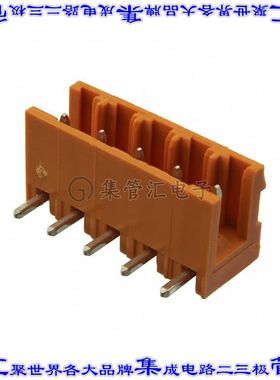 1347160000 端子块连接器5POS接头公引脚带罩5.08mm橙色90DEG通孔
