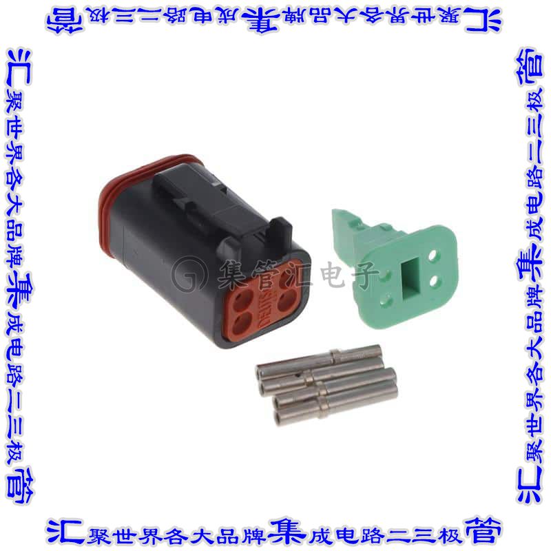 DT06-4S-P012-COMP 矩形连接器外壳4POS插头2排母形插口黑色自由