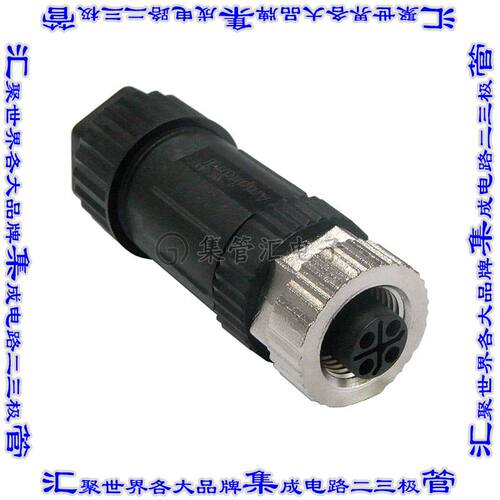 M12S-04BFFB-SL7002 圆形连接器4POS插座母插口螺钉镀金自由悬挂