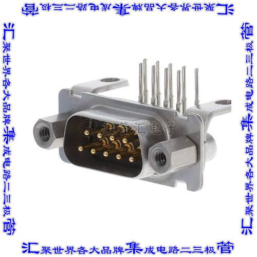 DEMD9PJF225 连接器9POS插头公引脚2排D-Sub面板安装通孔直角