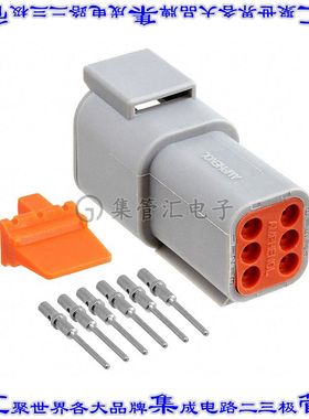 ATM04-6P-KIT01 矩形连接器6POS插座3排公引脚灰色压接自由悬挂