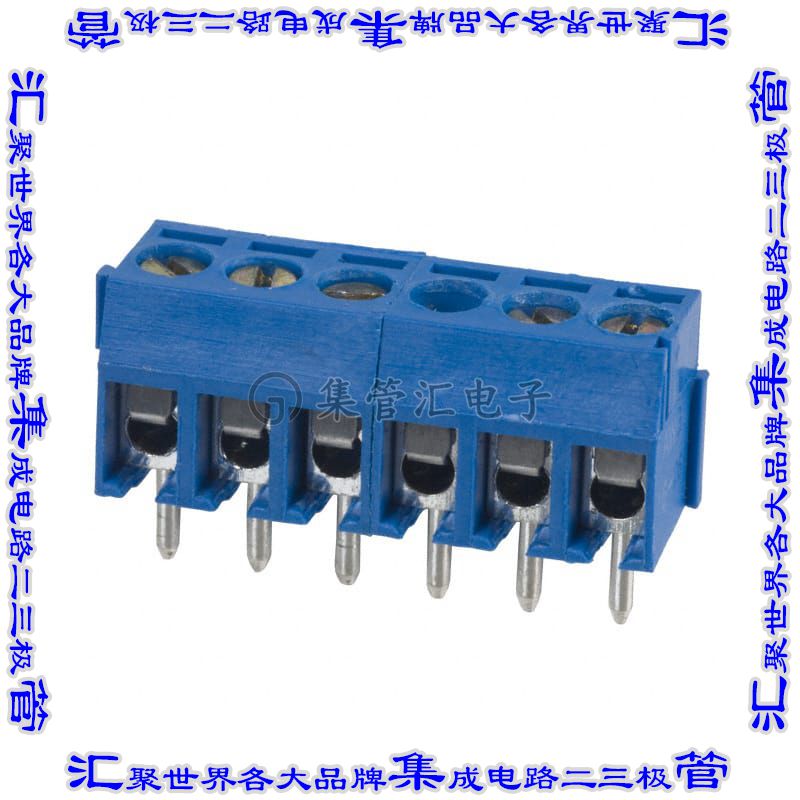 OSTTE060161 线对板连接器6POS接线端子3.5mm通孔水平带板