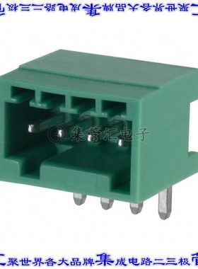 1881464 端子块连接器4POS接头公引脚带罩2.5mm绿色90DEG通孔