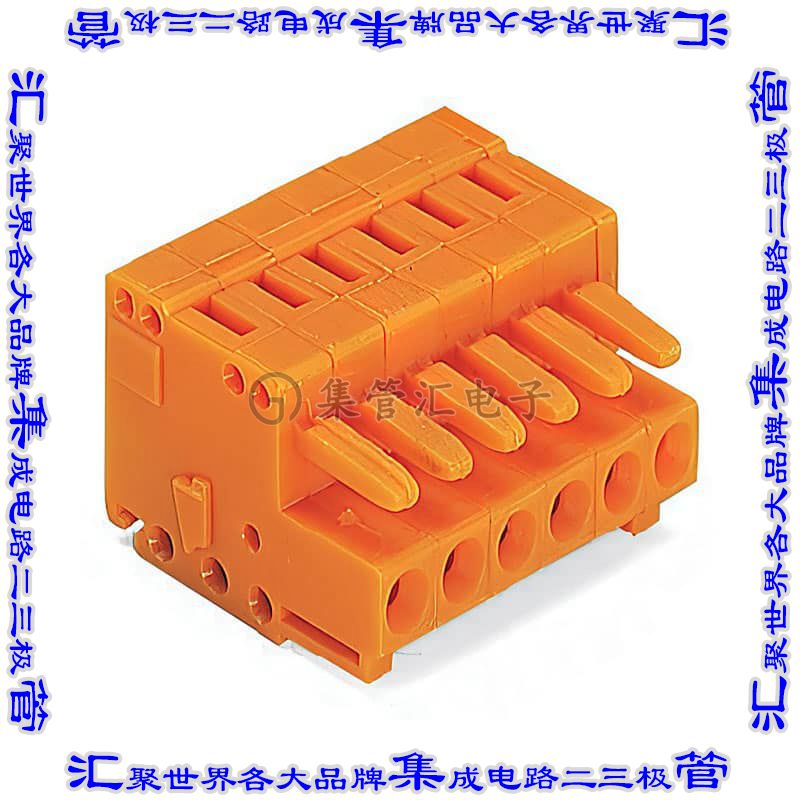 734-208 端子块连接器8POS插头母插口3.81mm橙色自由悬挂