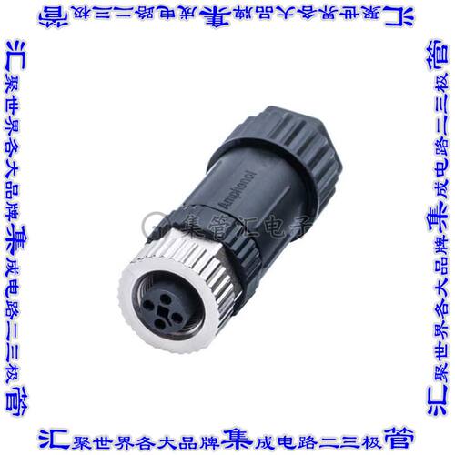 M12T-04BFFB-SL7002 圆形连接器4POS插座母插口螺钉镀金自由悬挂
