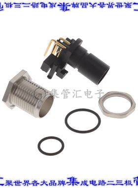 1694224 圆形连接器5POS插头公引脚焊接镀金面板安装通孔直角