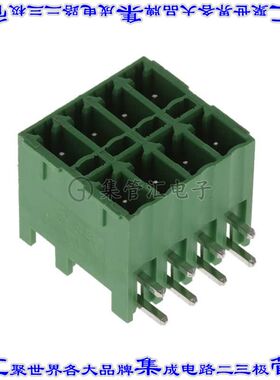 KE083151A000G 端子块连接器8POS接头公引脚带罩2排3.81mm绿色90D