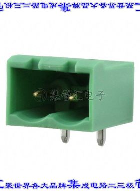 1748167 端子块连接器2POS接头公引脚带罩5.08mm绿色90DEG通孔