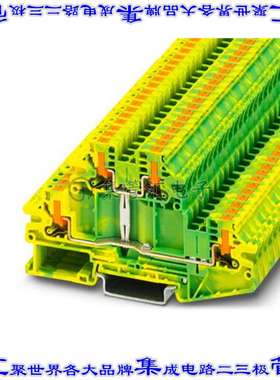 1088774 端子块连接器4POS接地地面2排6.2mm绿色黄色10-26AWG