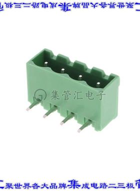 2350513-4 端子块连接器4POS接头公引脚带罩5mm绿色90DEG通孔