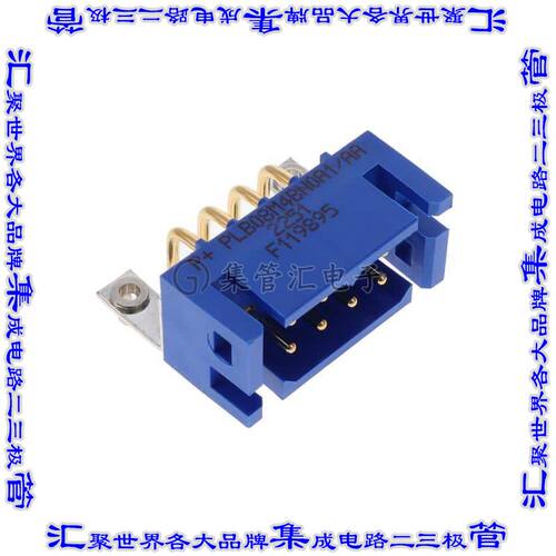PLB08M4BN0A1/AA 背板连接器8POS接头公引脚2排5mm通孔直角蓝色