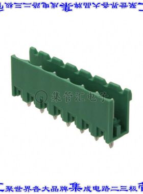 1758063 端子块连接器7POS接头公引脚带罩5.08mm绿色垂直通孔