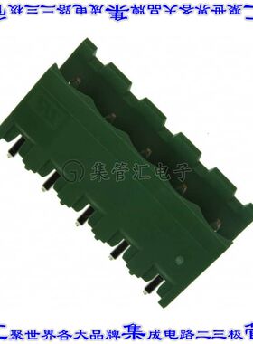 282825-5 端子块连接器5POS接头公引脚带罩5.08mm绿色垂直通孔
