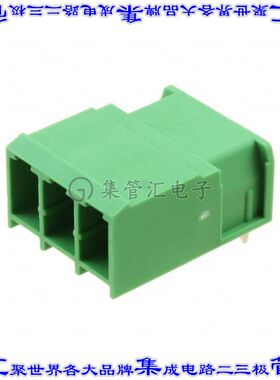1804807 端子块连接器3POS接头公引脚带罩7.62mm绿色90DEG通孔