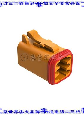 AT06-6S-ORG 矩形连接器外壳6POS插头2排母形插口橙色自由悬挂