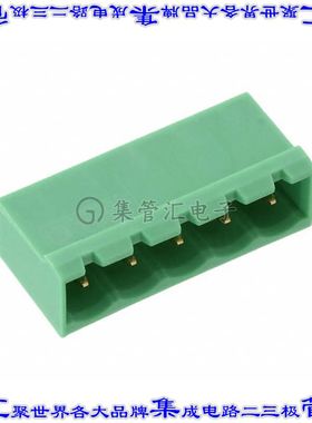1748222 端子块连接器5POS接头公引脚带罩5.08mm绿色90DEG通孔