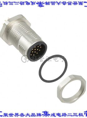 1437119 圆形连接器17POS插头公引脚焊接镀金面板安装通孔