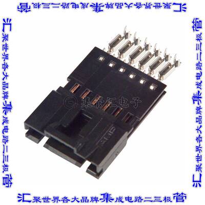 103946-5 矩形连接器6POS插头2.54mm公引脚黑色IDC镀金自由悬挂