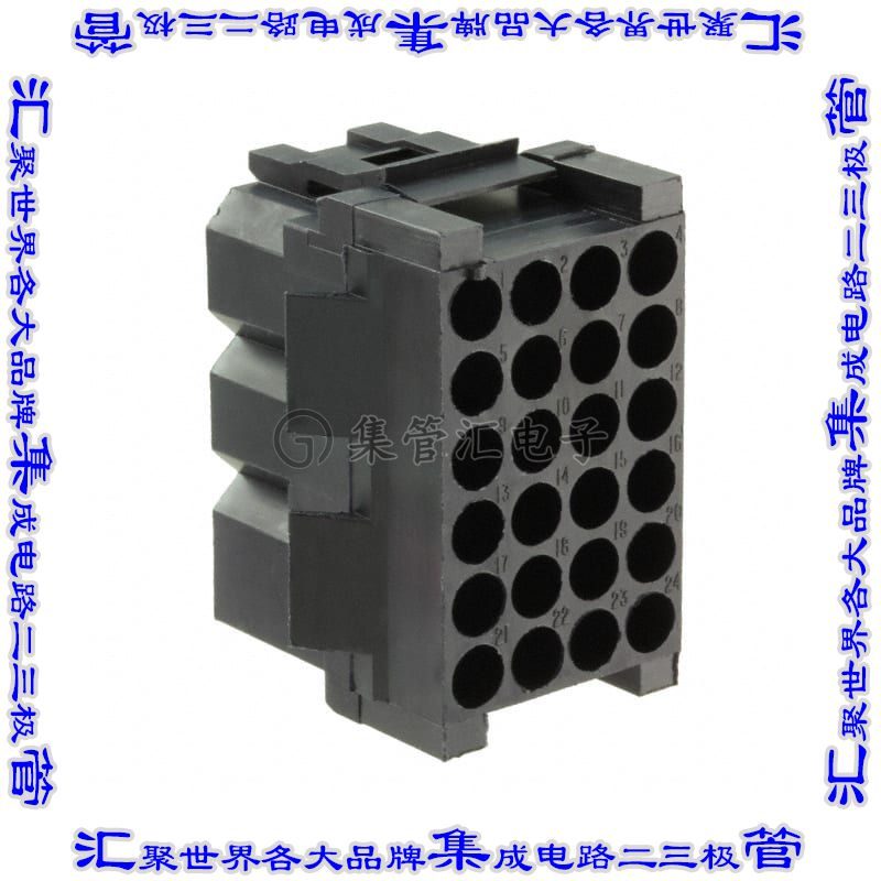 TST24RA00 矩形连接器外壳24POS插座4排5.08mm黑色面板安装