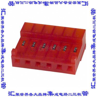 3-644463-6 矩形连接器6POS插座3.96mm母插口红色IDC锡自由悬挂