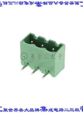 2350513-3 端子块连接器3POS接头公引脚带罩5mm绿色90DEG通孔
