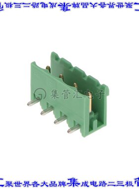 1752276 端子块连接器4POS接头公引脚带罩5.08mm绿色90DEG通孔