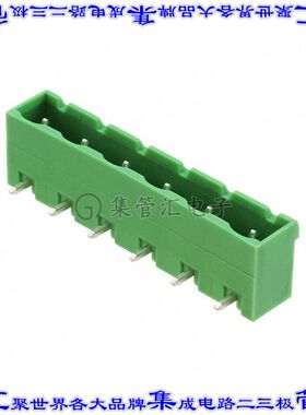 1766385 端子块连接器6POS接头公引脚带罩7.5mm绿色90DEG通孔