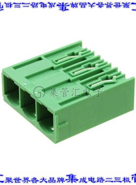1998946 端子块连接器3POS接头公引脚带罩10.16mm绿色90DEG通孔