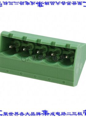 1767407 端子块连接器5POS接头公引脚带罩5.08mm绿色45DEG通孔