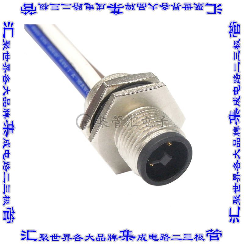 M12T-04PMMS-SH8B15 圆形连接器4POS插头公引脚导线引线镀金面板