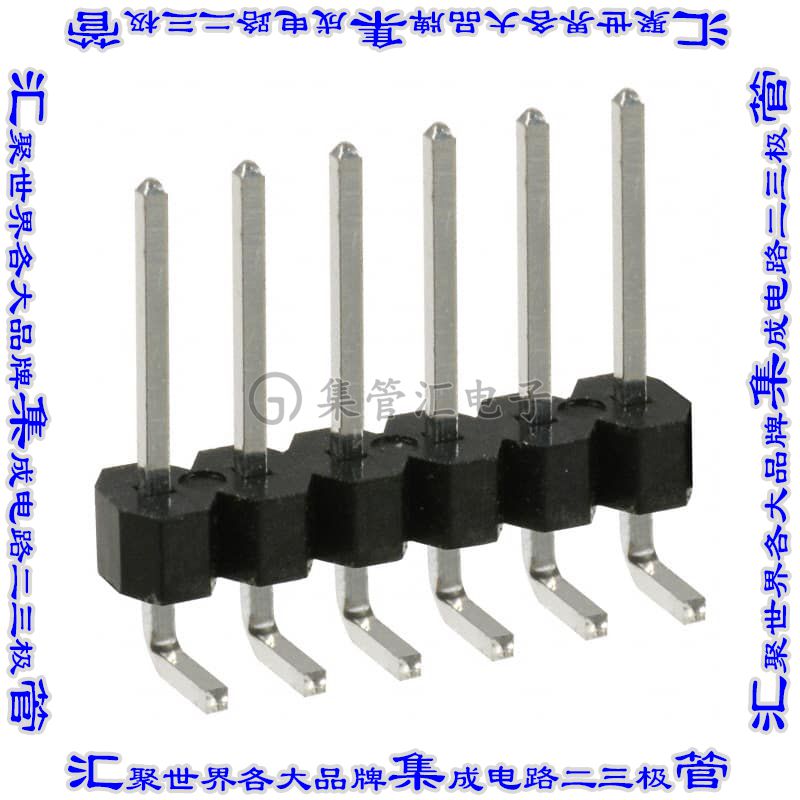 PEC06SGAN 针座连接器6POS分离式2.54mm公形插针通孔直角锡