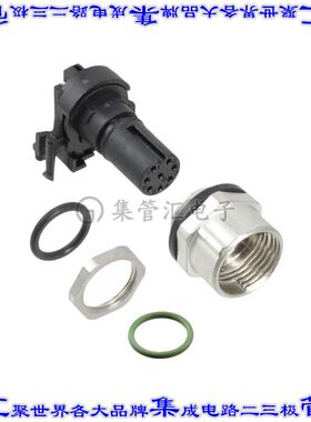 1436974 圆形连接器8POS插座母插口焊接镀金面板安装通孔直角