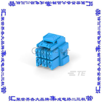 3-1971776-3 矩形连接器外壳6POS插头2排6mm母形插口蓝色自由悬挂