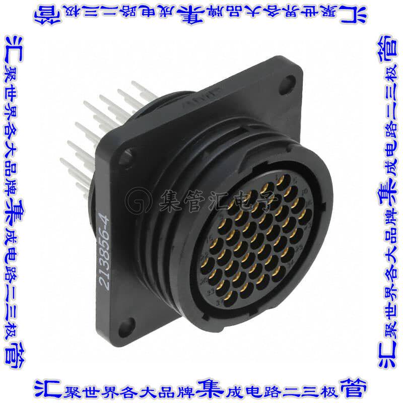 213856-4 圆形连接器37POS插座母插口焊接镀金面板安装通孔