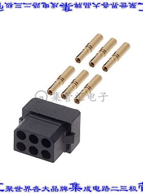 M80-8880605 矩形连接器6POS插座2排2mm母插口黑色压接镀金自由悬