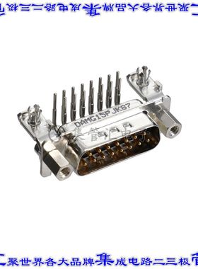 DAMG-15P-J-K87 连接器15POS插头公引脚2排D-Sub面板安装通孔直角