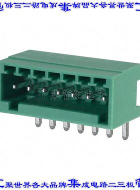 1881493 端子块连接器7POS接头公引脚带罩2.5mm绿色90DEG通孔