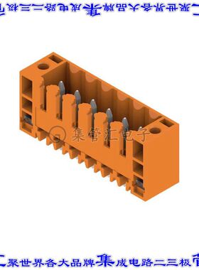 1607540000 端子块连接器6POS接头公引脚带罩3.5mm橙色垂直通孔