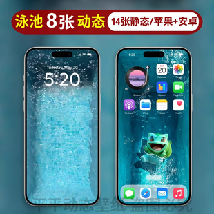8动14静泳池系列苹果动态壁纸iPhone11-16手机4K高清实况照片锁屏