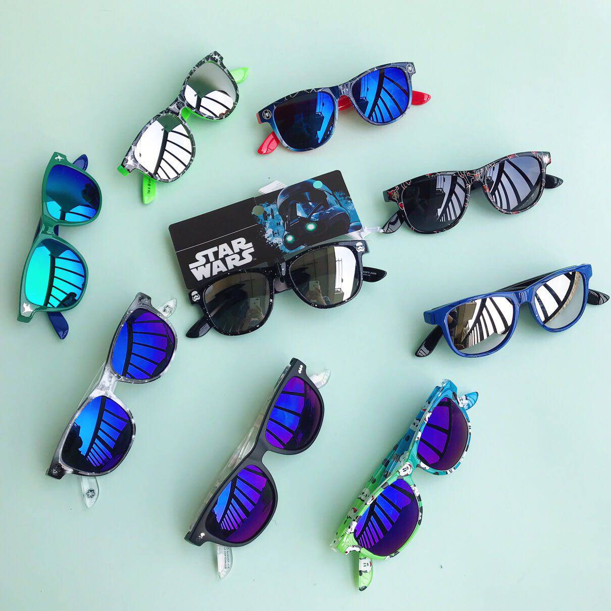 欧美镀膜卡通恐龙图男童墨镜防紫外线度假出游沙滩儿童太阳镜包邮