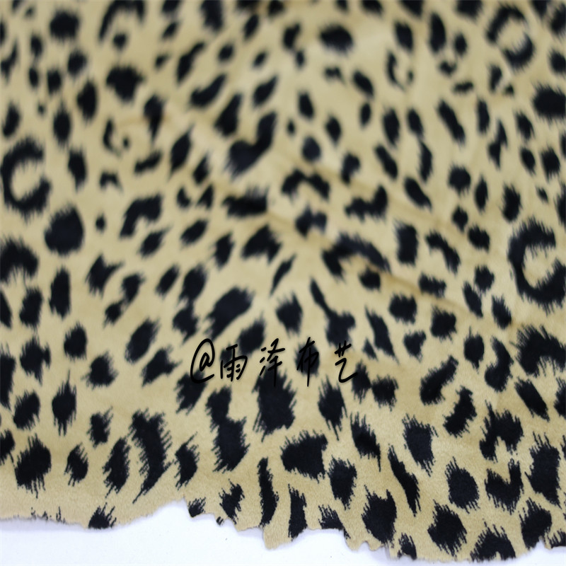 春秋黄色微廓豹纹麂皮绒不倒绒平绒时装布料  西装 套装半裙
