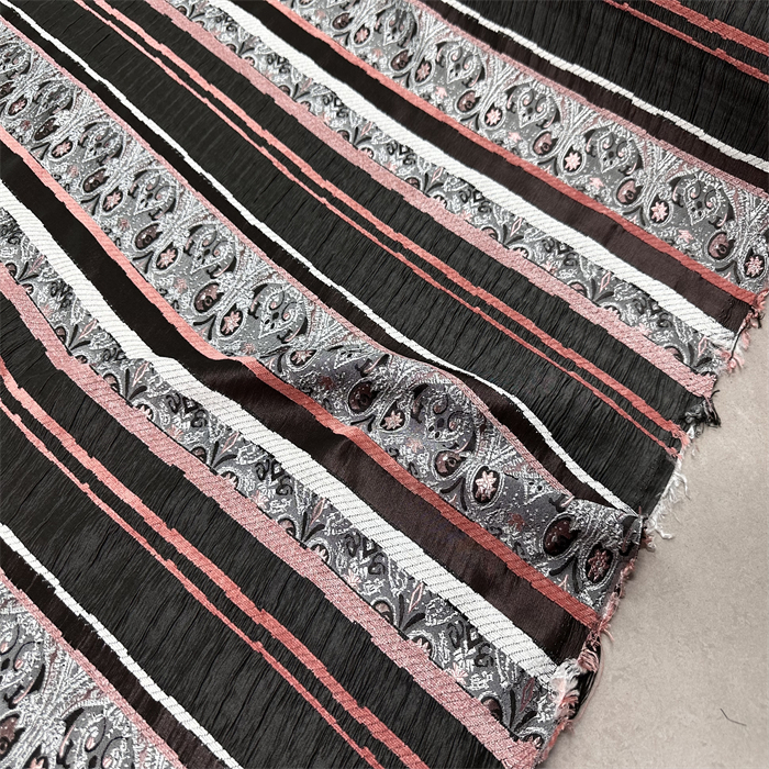 半米价提花横条纹复古连衣裙