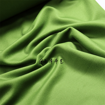 秋冬新品牛油果绿顺毛光泽感单面羊绒时装布料大衣外套套装披肩