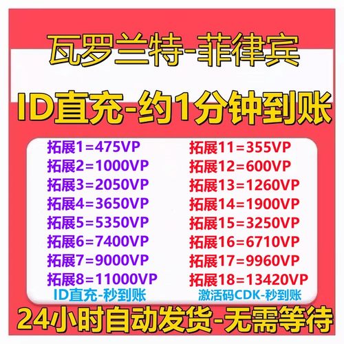 Valorant瓦罗兰特代充菲律宾服vp点数充值 无畏契约 兑换码CDK卡