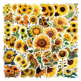 55张卡通SunFlower向日葵diy贴画笔记本电脑手机吉他滑板头盔贴纸