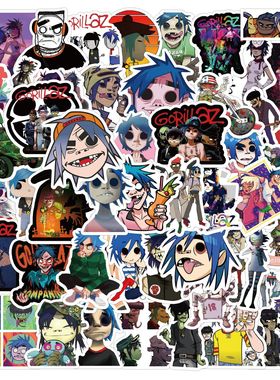 52张街头顽童Gorillaz游戏卡通贴纸笔记本旅行箱手机保温杯子贴画