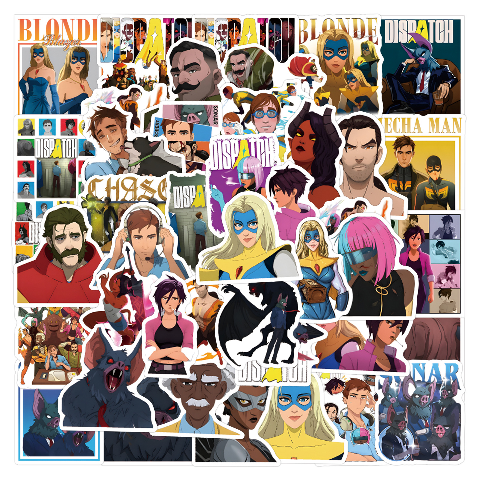 55张卡通超英派遣中心游戏贴纸